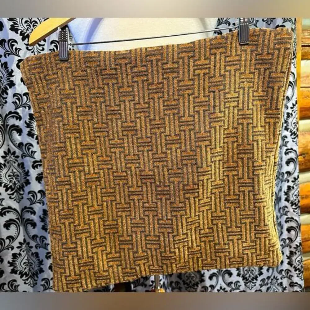 BNWOT Gold Rust Charcoal Pillow Cover Textured Chenille like material 17x17